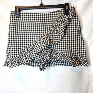 Zara Checkered Skort Black White Plaid Size Medium (Looks To Run Small)